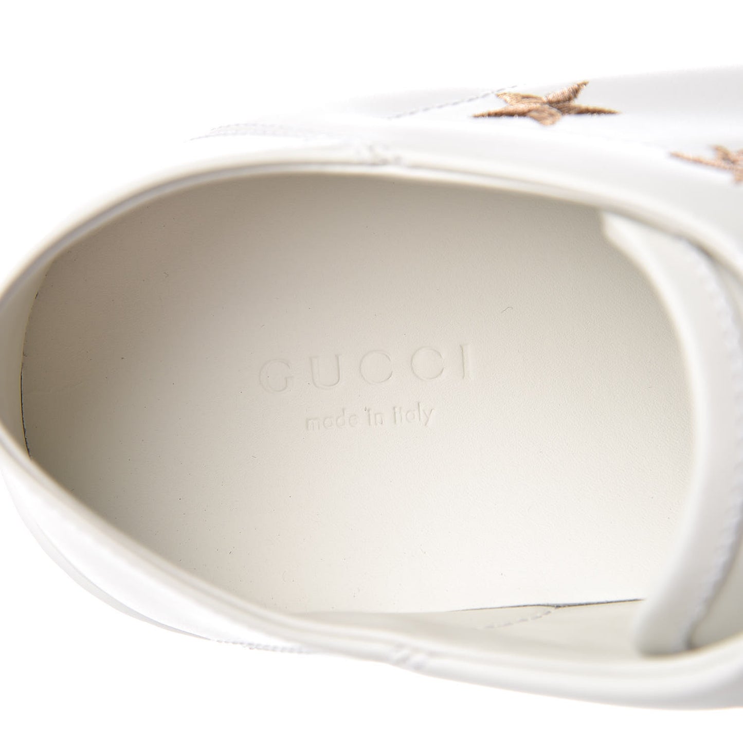 Calfskin Bee Star Embroidered Sylvie Web Ace Sneakers 38.5 White