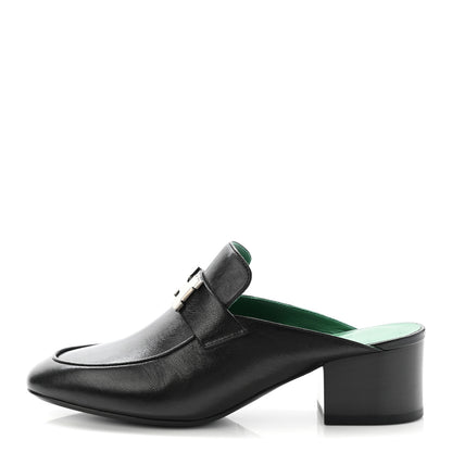 Hermes Goatskin Paradis Mules 35.5 Black 1 of 9
