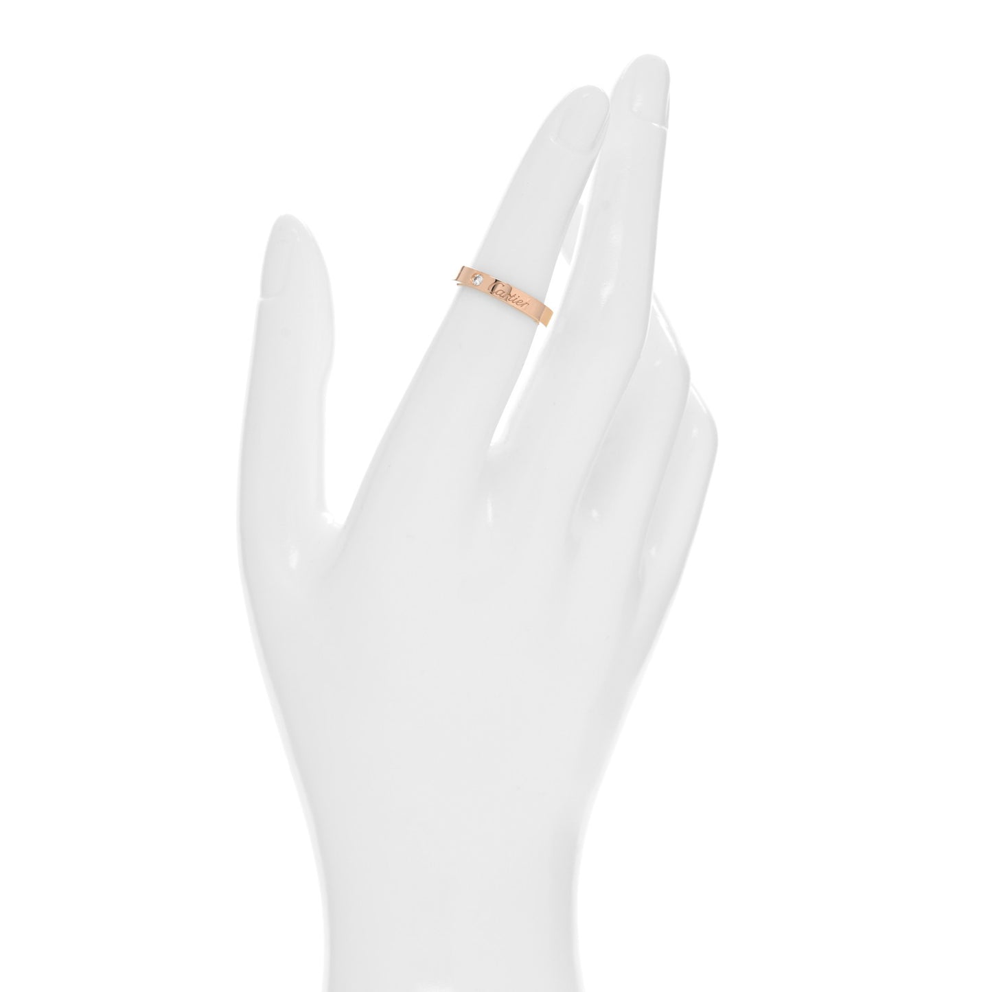 18K Pink Gold Diamond C De Cartier Wedding Band Ring 50 5.25