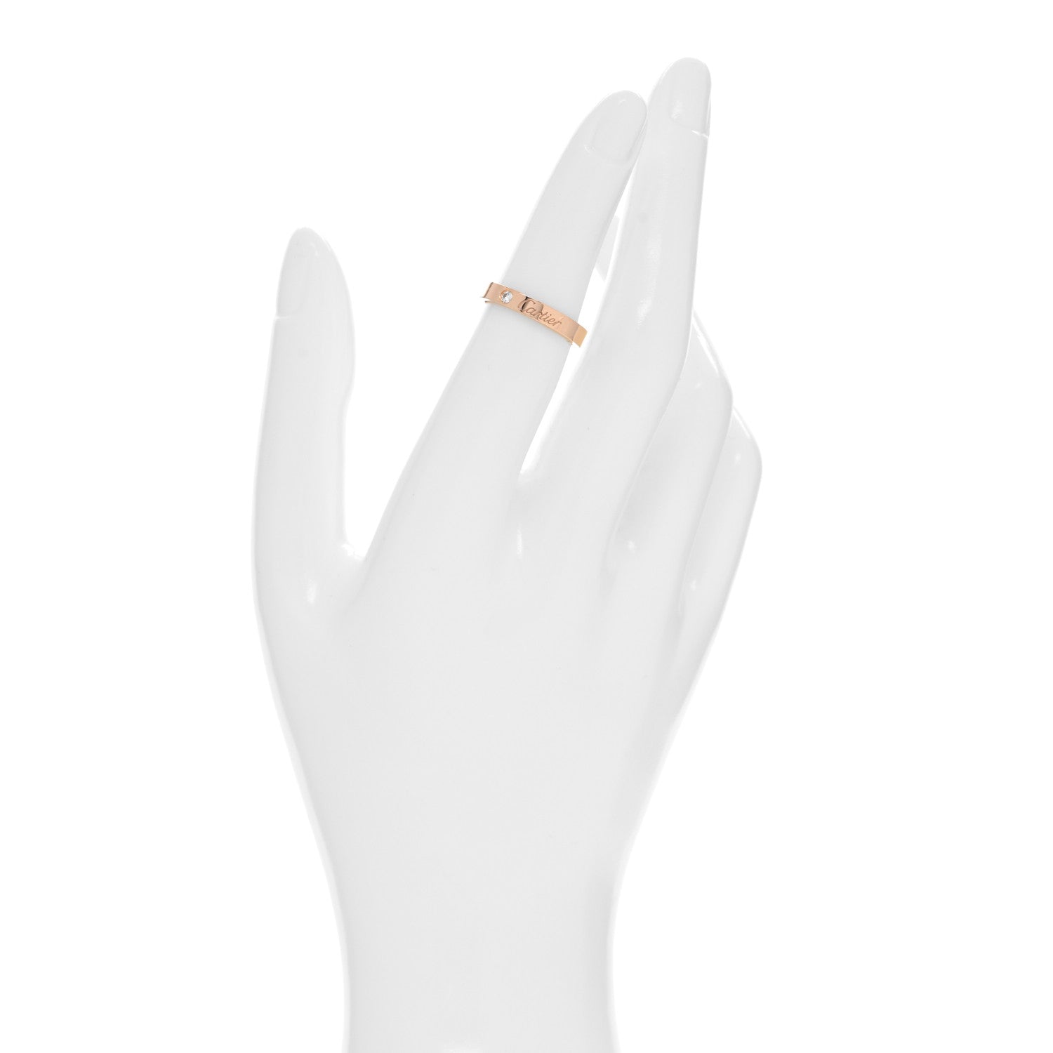 Cartier 18K Pink Gold Diamond C De Cartier Wedding Band Ring 50 5.25 2 of 5