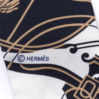 Hermes Silk Ex-Libris Twilly White Marine Gris 3 of 4