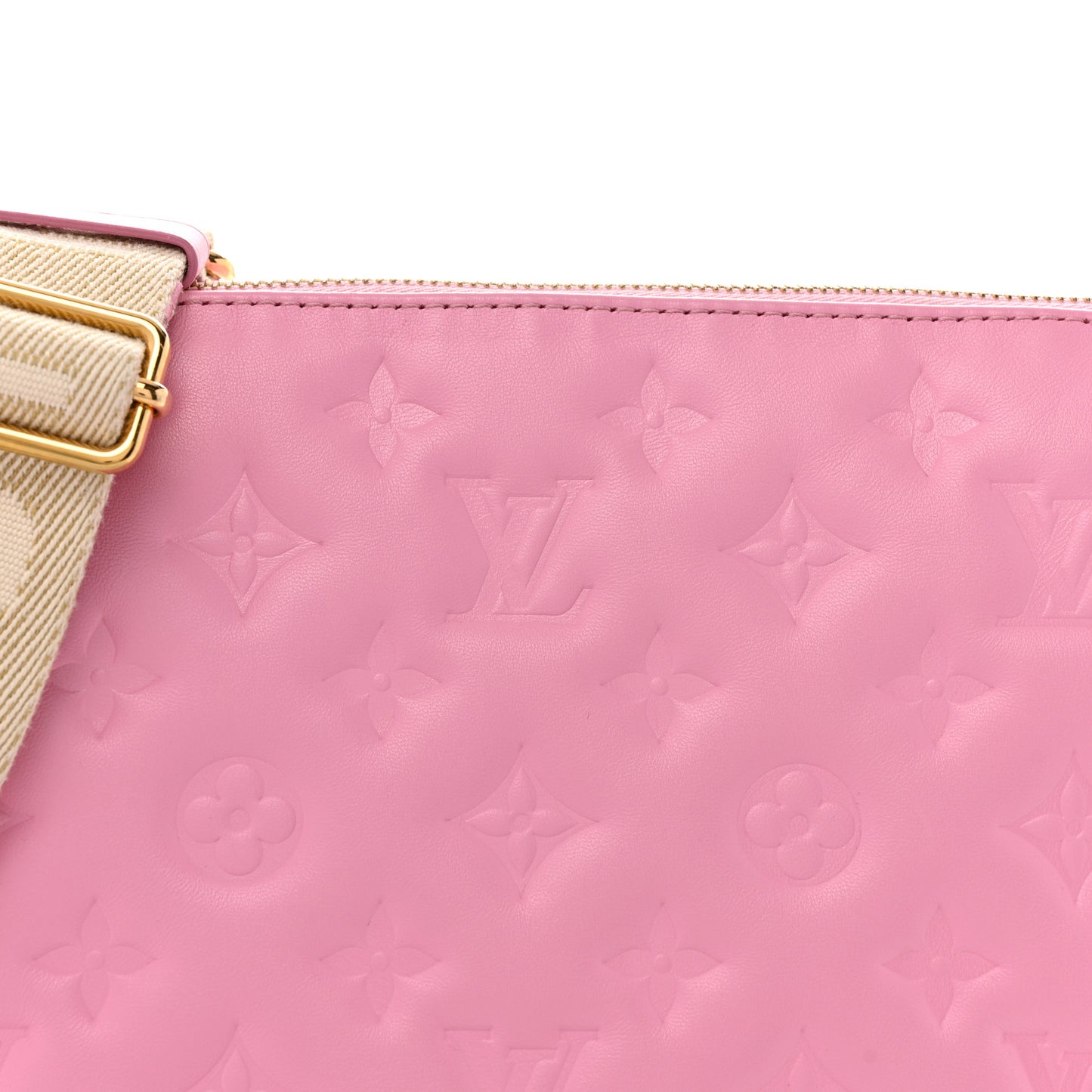 Lambskin Embossed Monogram Coussin PM Rose Bonbon