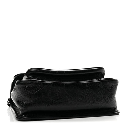 Saint Laurent Crinkled Lambskin Matelasse Monogram Baby Niki Chain Satchel Black 4 of 12