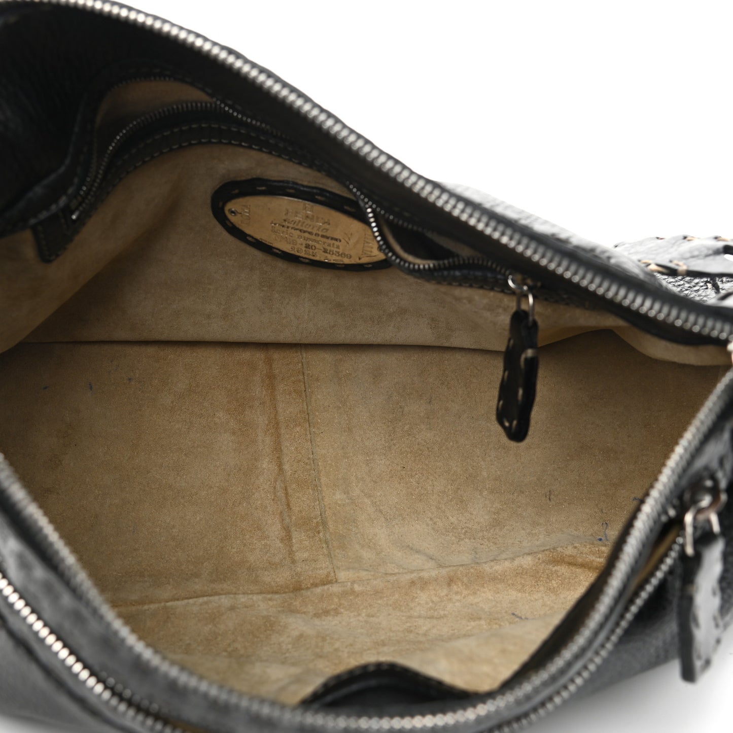 Calfskin Romano Selleria Chain Shoulder Bag Black