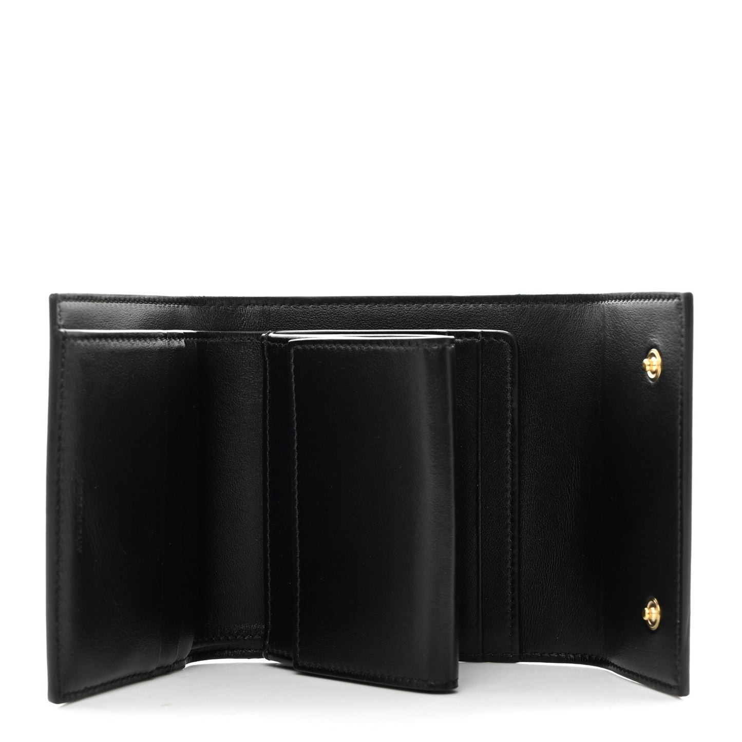 Grained Calfskin Small Tri-Fold Wallet Black
