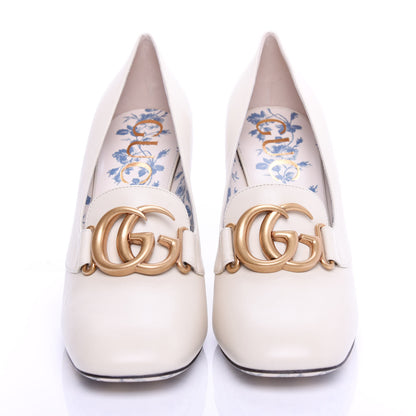 Gucci Malaga Kid GG Victoire 95mm Loafer Pumps 41 Vintage White 5 of 11