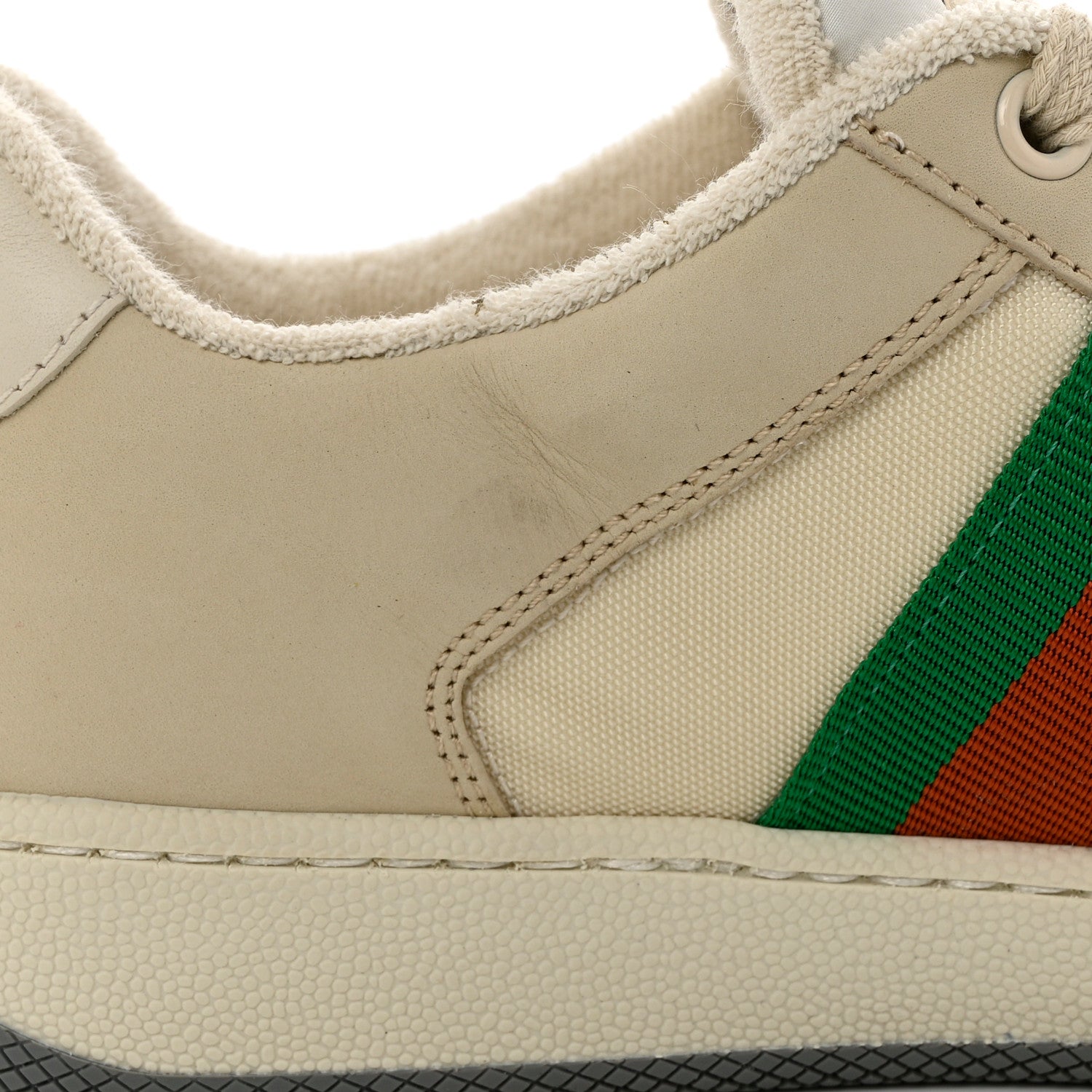 Gucci Nylon Nubuck Web Womens Screener Sneakers 37.5 Mystic White Dusty Milk 8 of 12