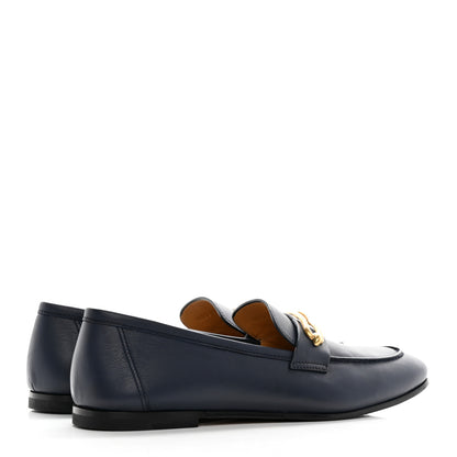 Hermes Calfskin Womens Colette Loafers 38.5 Bleu Indigo 4 of 9