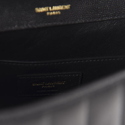 Saint Laurent Grain De Poudre Matelasse Monogram Large Vicky Chain Bag Black 9 of 11