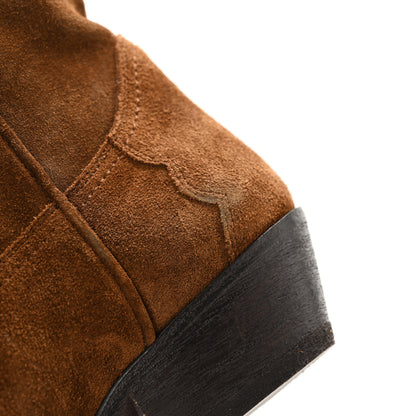 Saint Laurent Suede Houston Cowboy Boots 35 Brown 8 of 13