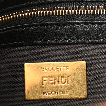 Fendi Shearling Vitello Dolce Macro FF 1974 Baguette Tobacco Black 6 of 11
