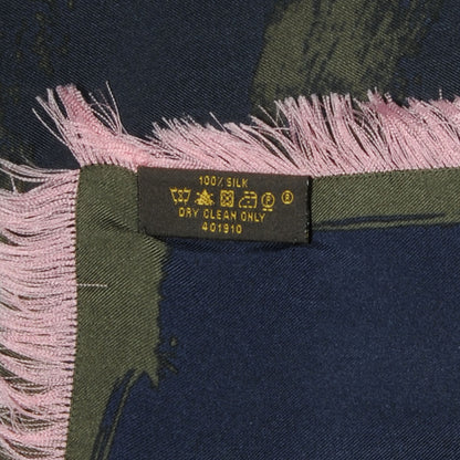 Louis Vuitton Silk Carre Arty Scarf Green Pink 4 of 5