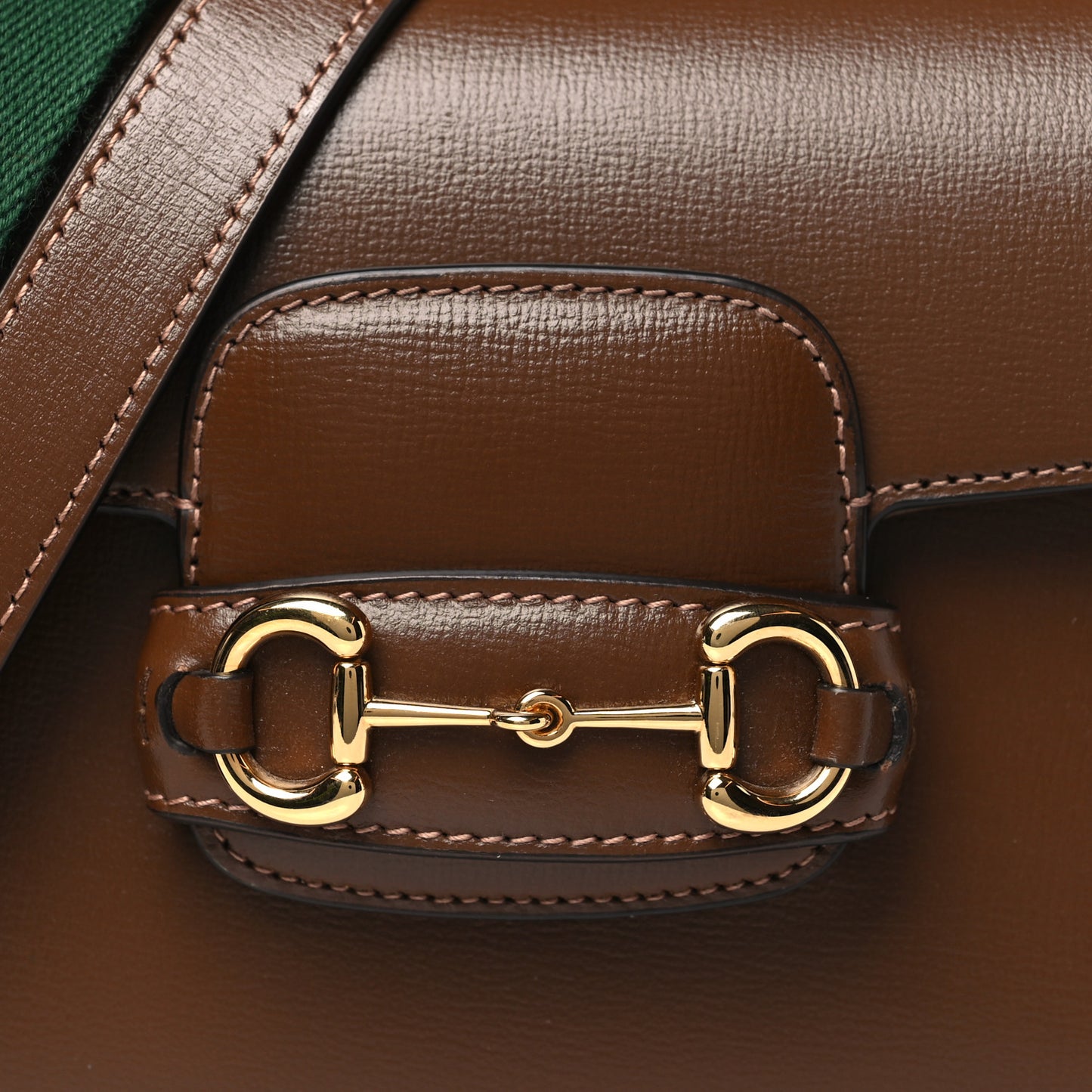 Azalea Calfskin Web Mini Horsebit 1955 Shoulder Bag Brown Sugar