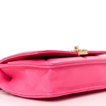 Chanel Lambskin Quilted Chanel 19 Wallet On Chain WOC Dark Pink 10 of 12