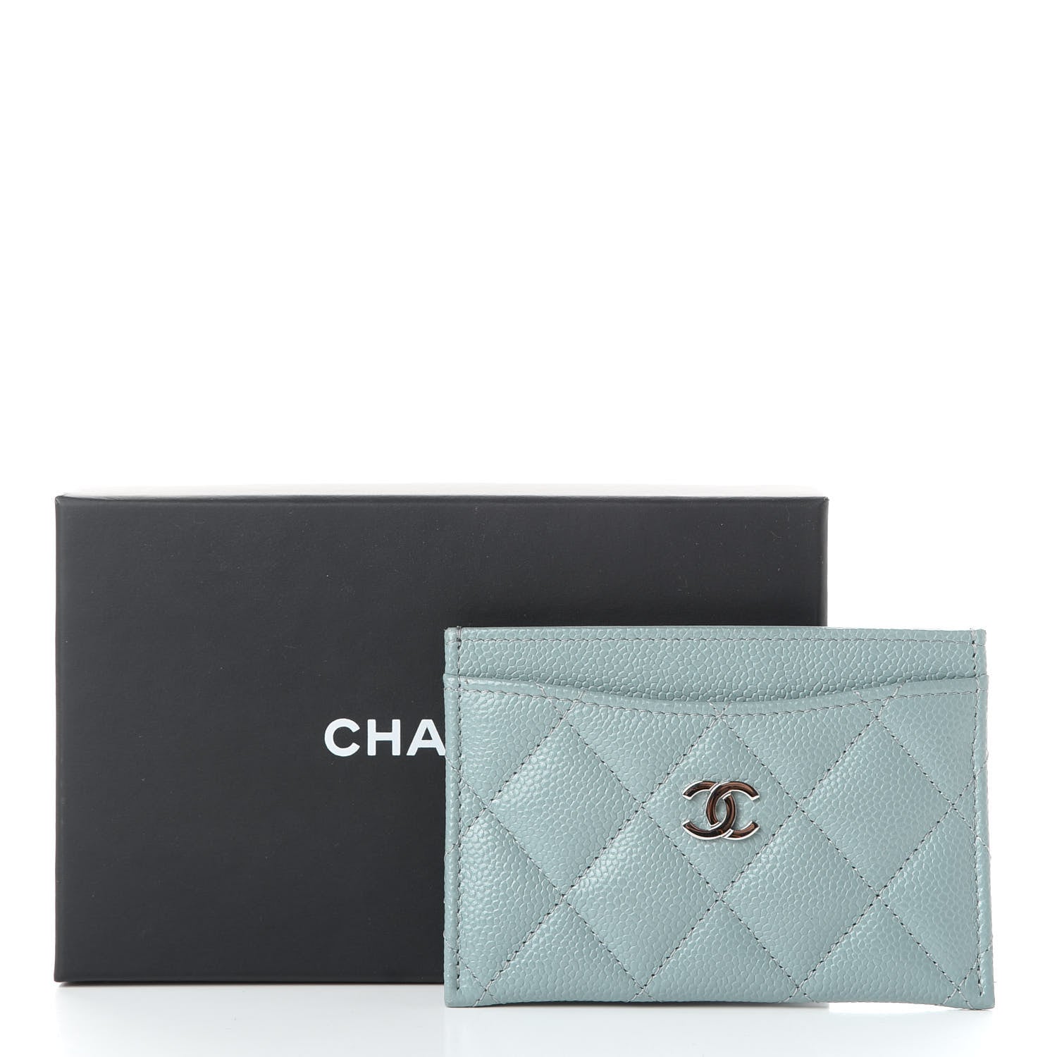 Chanel Caviar Quilted Card Holder Blue 9 of 9