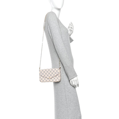 Louis Vuitton Damier Azur Pochette Felicie Chain Wallet Rose Ballerine 2 of 10