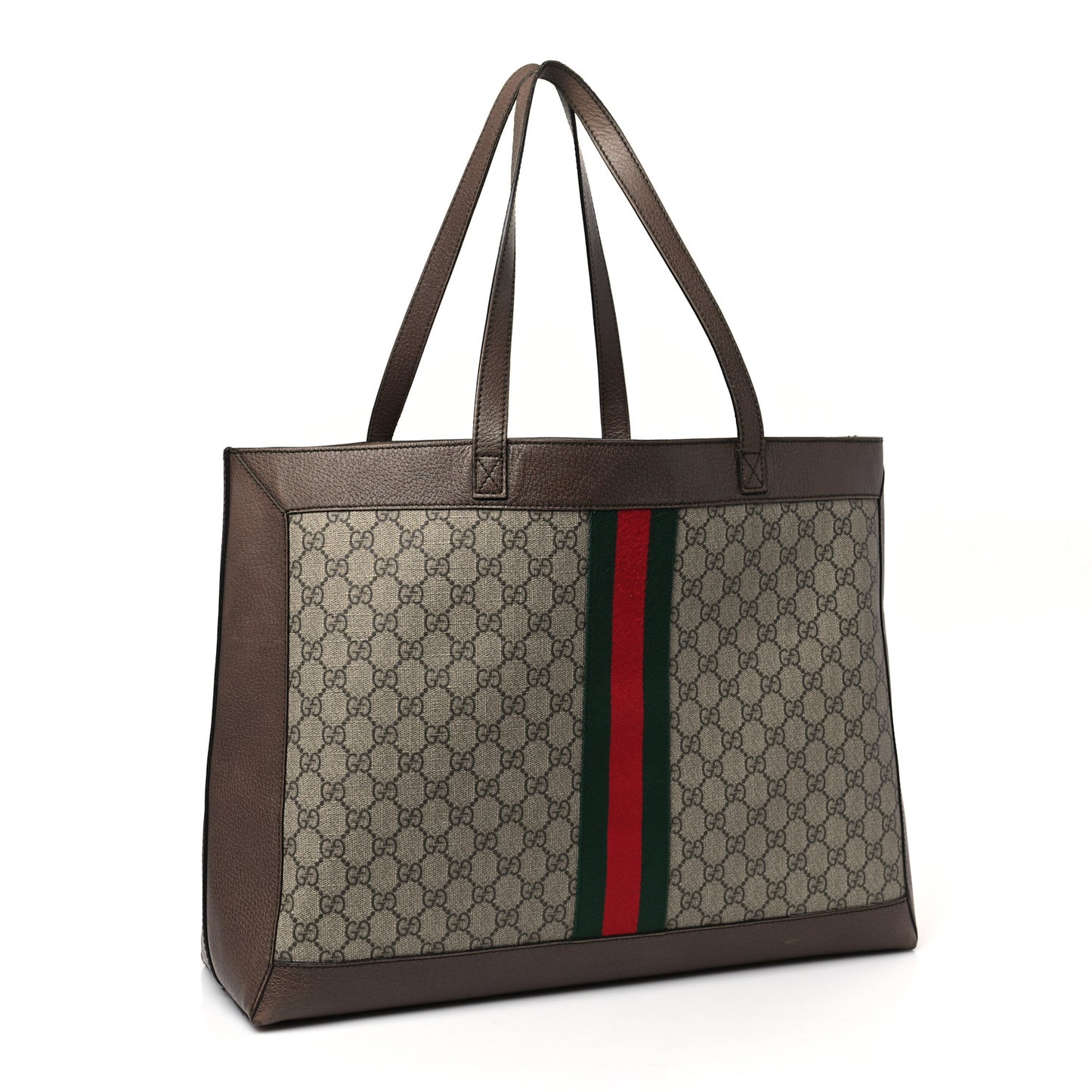 GG Supreme Monogram Web Ophidia Tote Brown