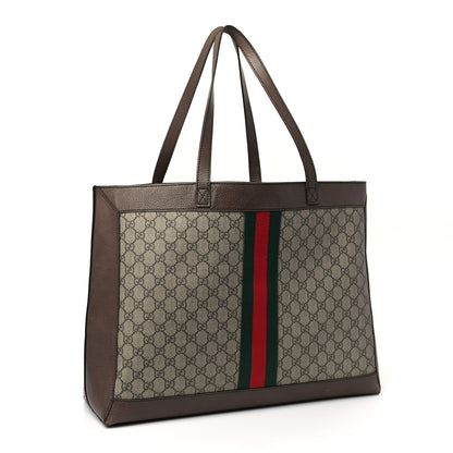 Gucci GG Supreme Monogram Web Ophidia Tote Brown 3 of 11
