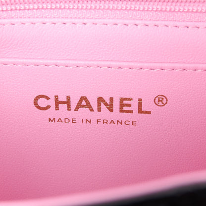 Chanel Lambskin Quilted Bi-Color Mini Top Handle Rectangular Flap Black Lilac 6 of 12