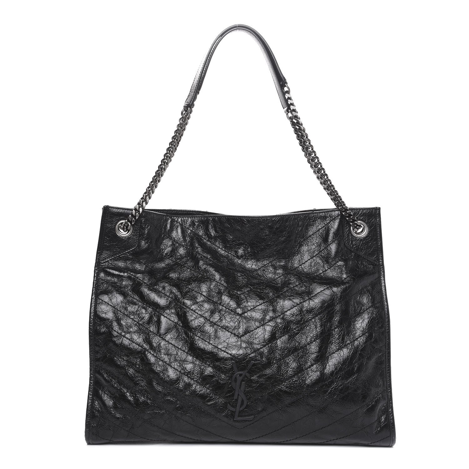 Saint Laurent Crinkled Calfskin Matelasse Monogram Niki Shoulder Bag Black 1 of 12