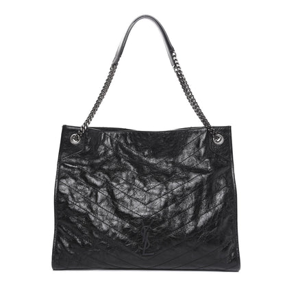 Saint Laurent Crinkled Calfskin Matelasse Monogram Niki Shoulder Bag Black 1 of 12