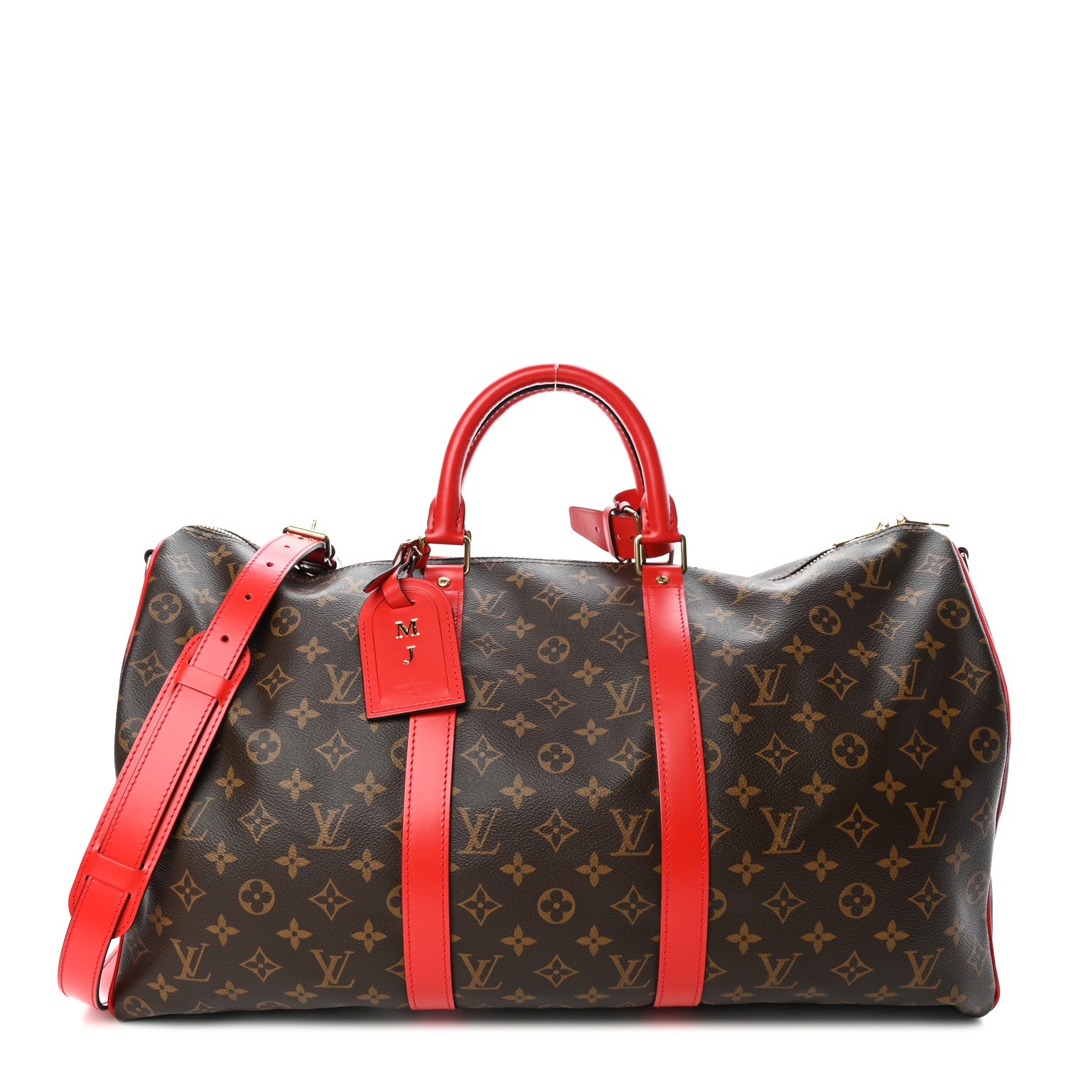 Louis Vuitton Calfskin Monogram Keepall Bandouliere 50 Coquelicot 1 of 5