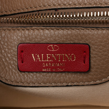 Valentino Garavani Grained Calfskin Rockstud Single Handle Flap Bag Beige 7 of 13