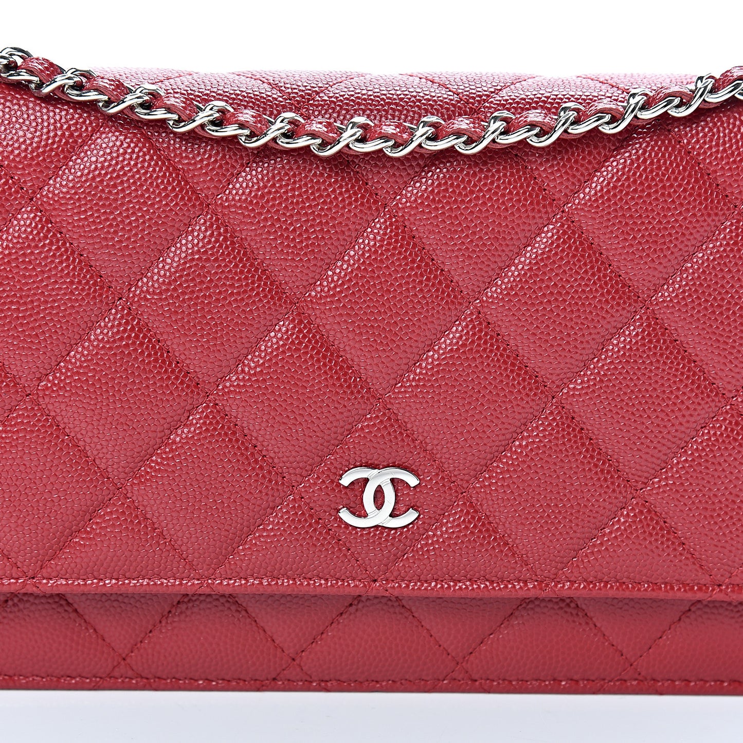 Caviar Quilted Wallet On Chain WOC Red