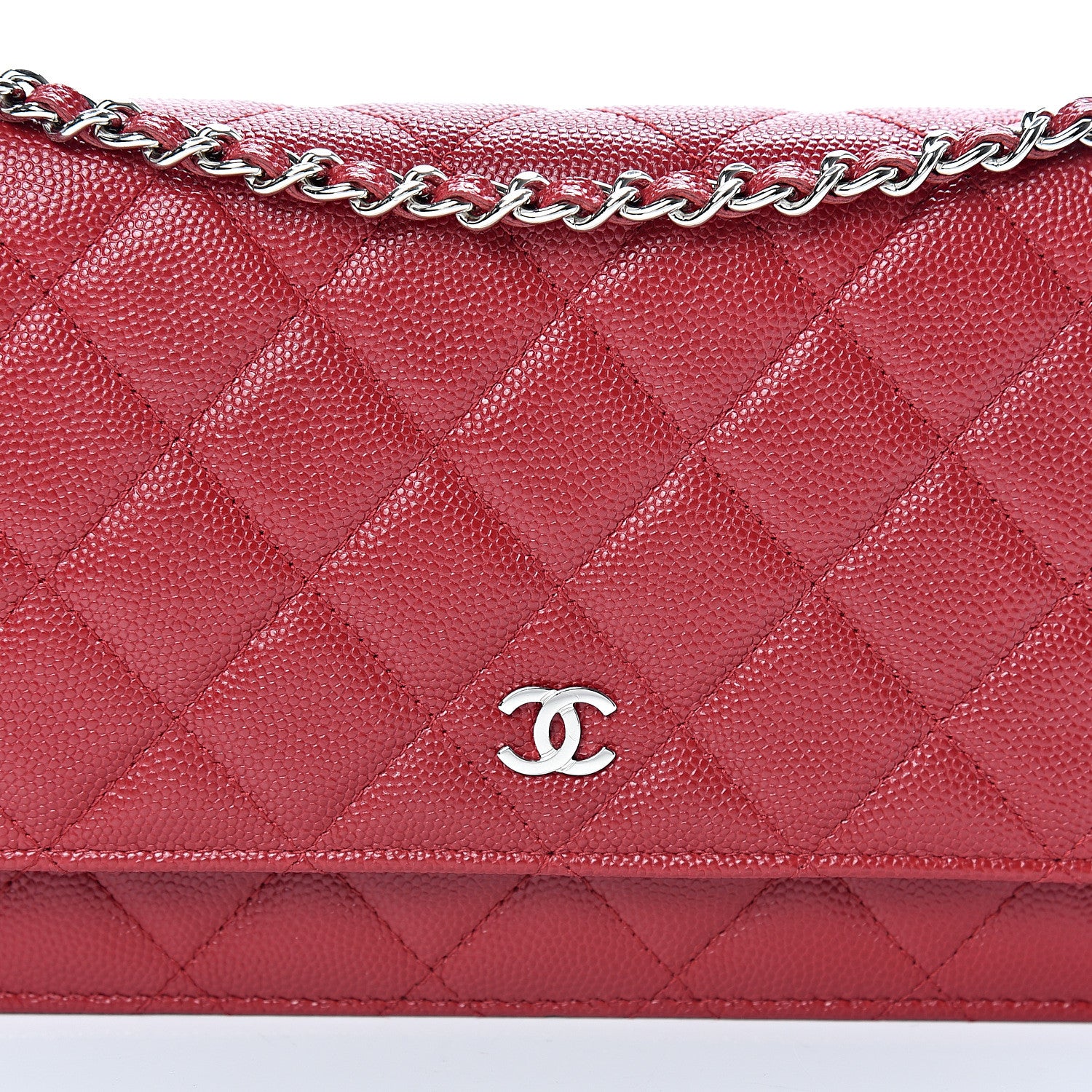 Chanel Caviar Quilted Wallet On Chain WOC Red 8 of 11
