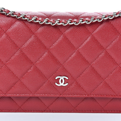Chanel Caviar Quilted Wallet On Chain WOC Red 8 of 11