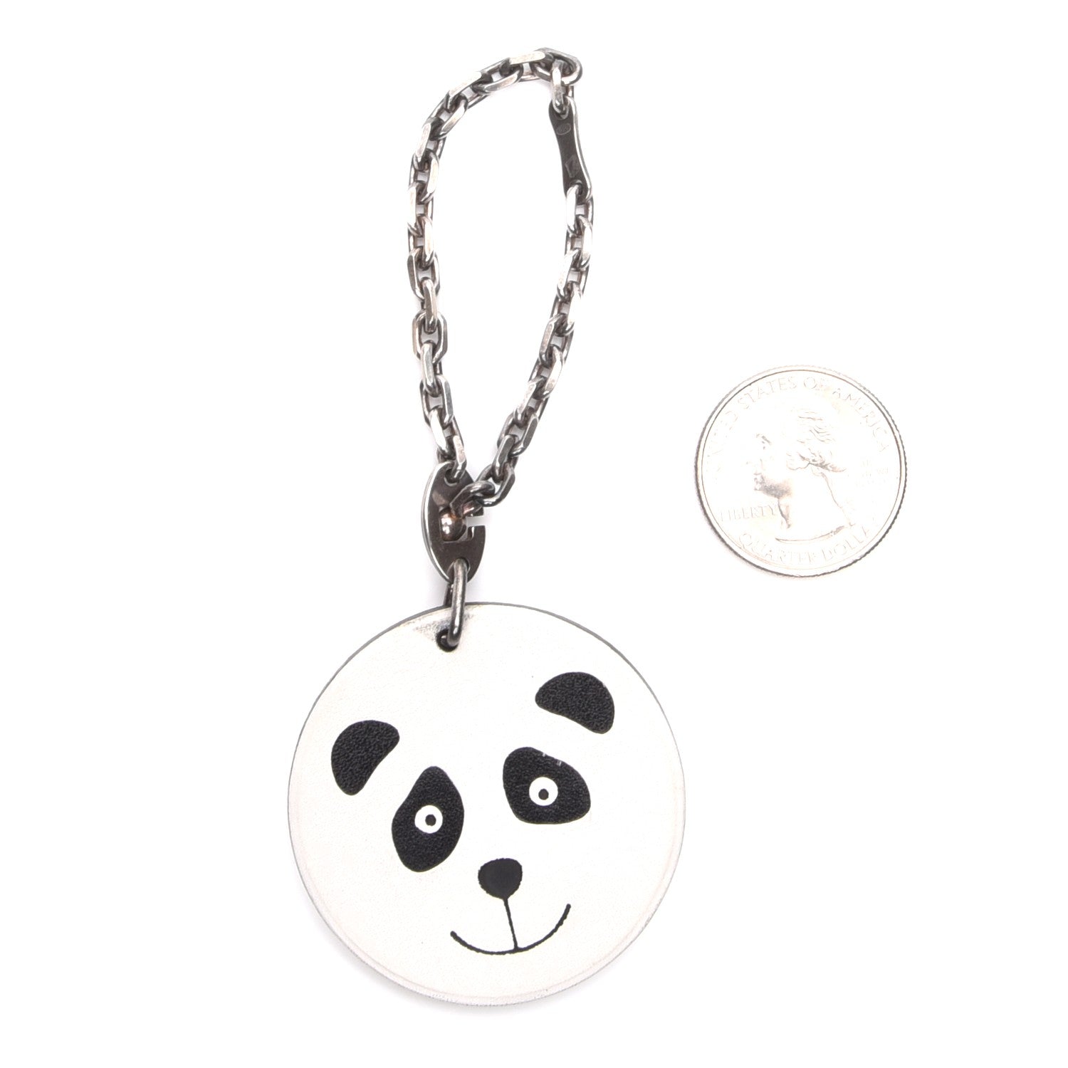 Hermes Swift Panda Key Chain Bag Charm Black White 2 of 5