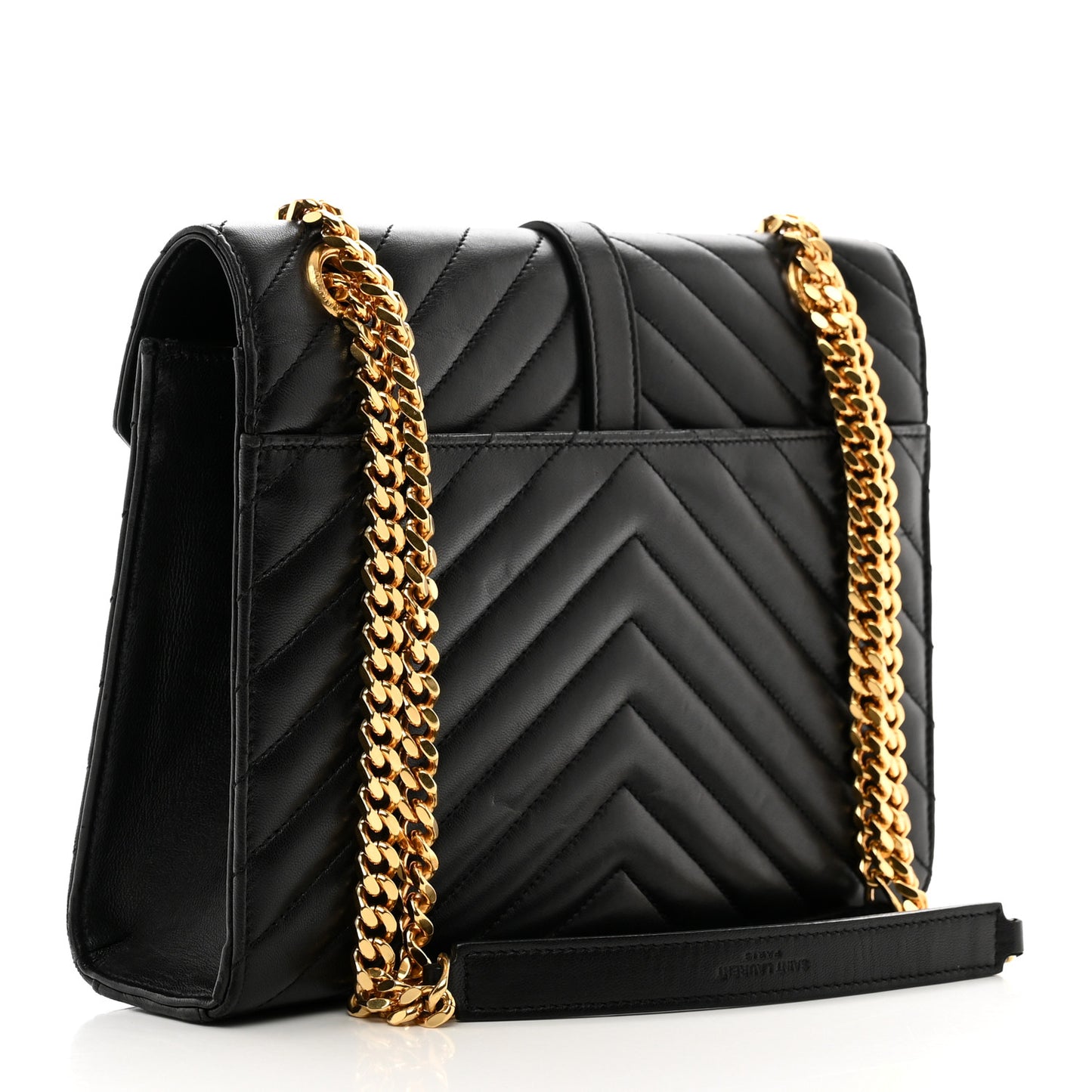 Lambskin Matelasse Chevron Medium Monogram Satchel Black