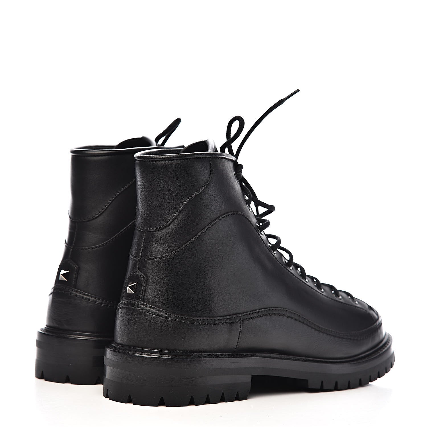 Valentino Garavani Calfskin Rockstud Mens Combat Boots 40 Black 4 of 12