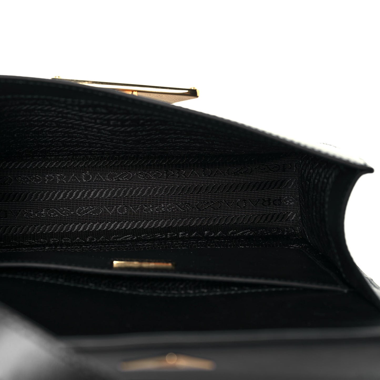 Saffiano Cuir Triangle Embleme Flap Shoulder Bag Black