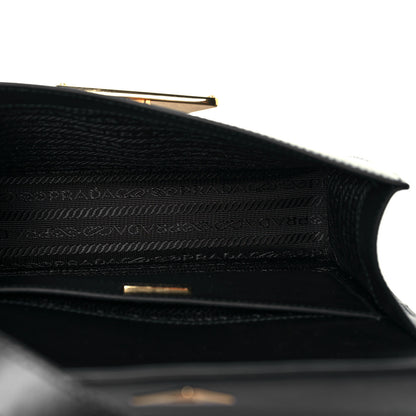 Prada Saffiano Cuir Triangle Embleme Flap Shoulder Bag Black 5 of 12