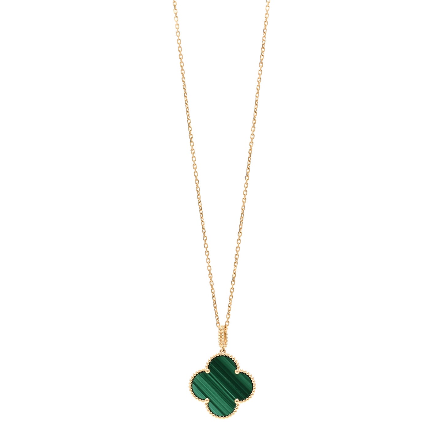 18K Yellow Gold Malachite Magic Alhambra Pendant Necklace