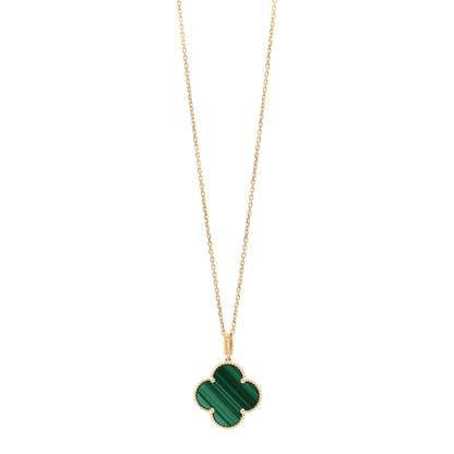 Van Cleef & Arpels 18K Yellow Gold Malachite Magic Alhambra Pendant Necklace 1 of 6