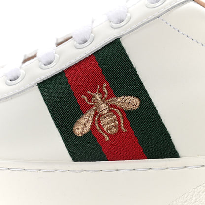 Gucci Calfskin Web Bee Embroidered Womens Ace Platform Sneakers 38.5 White 10 of 11