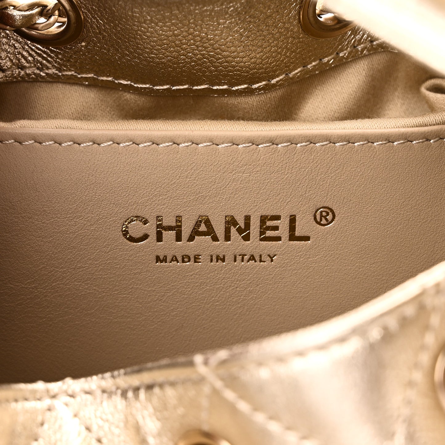Metallic Caviar Quilted Small Chanel 25 Handbag Gold