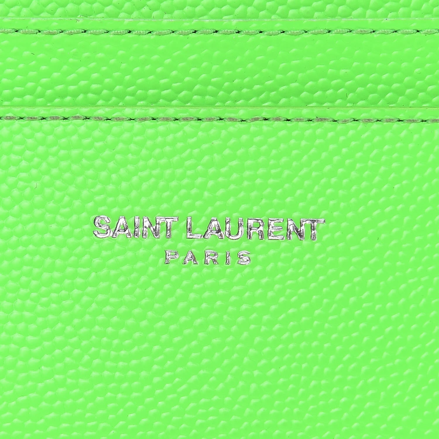 Saint Laurent Grain De Poudre Card Case Neon Bright Green 7 of 9