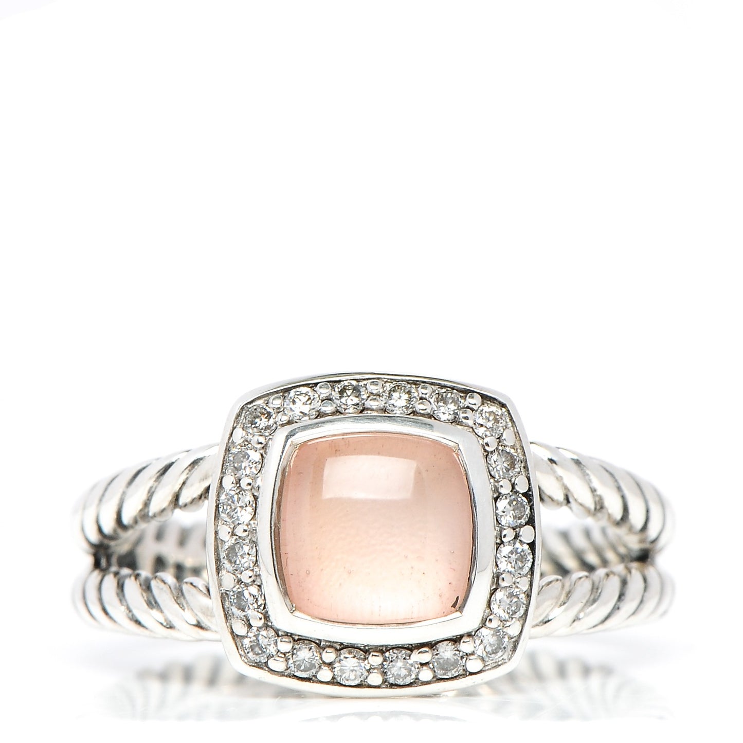 Sterling Silver Diamond Rose Quartz 7mm Petite Albion Ring 54 7