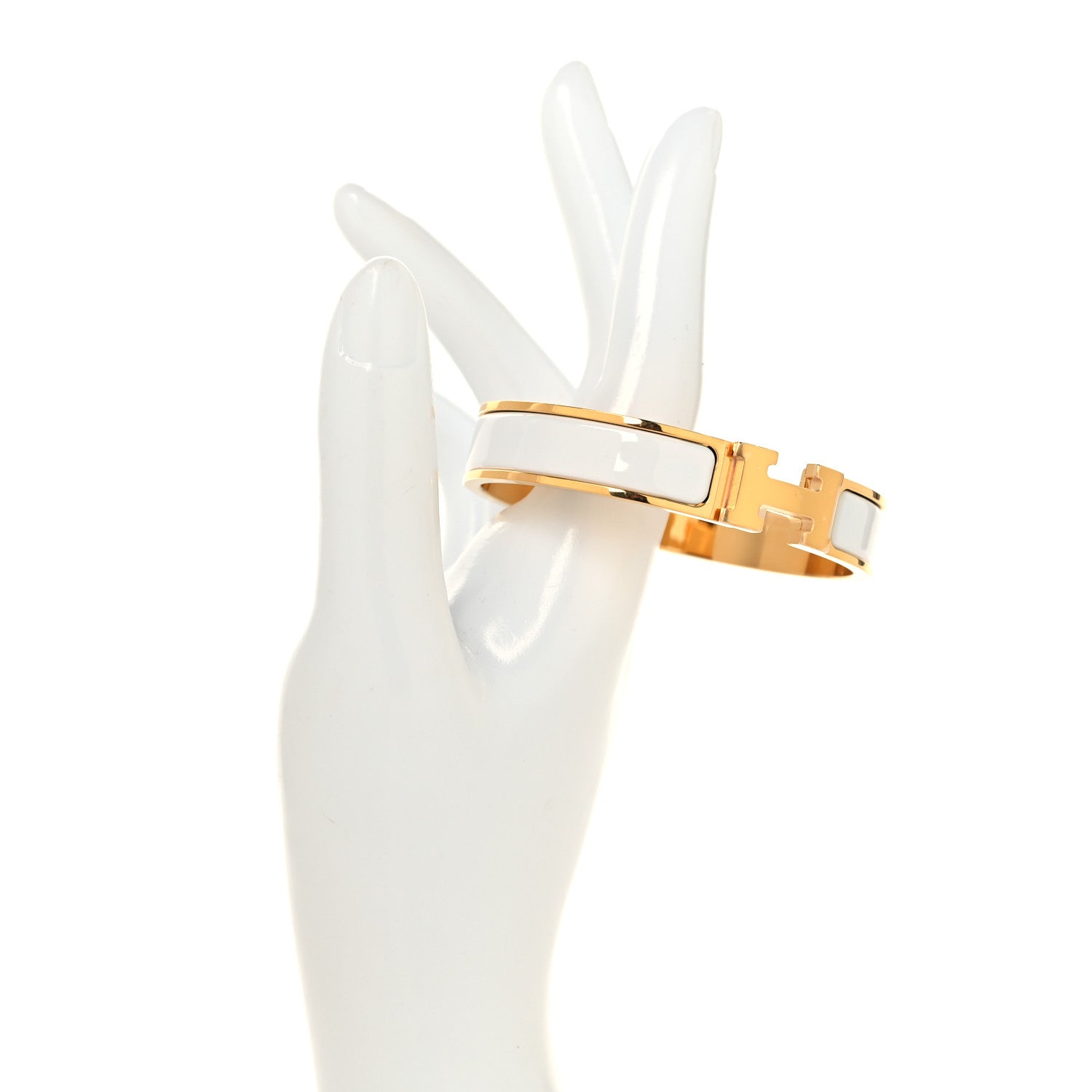 Hermes Enamel Narrow Clic Clac H Bracelet GM White 2 of 5
