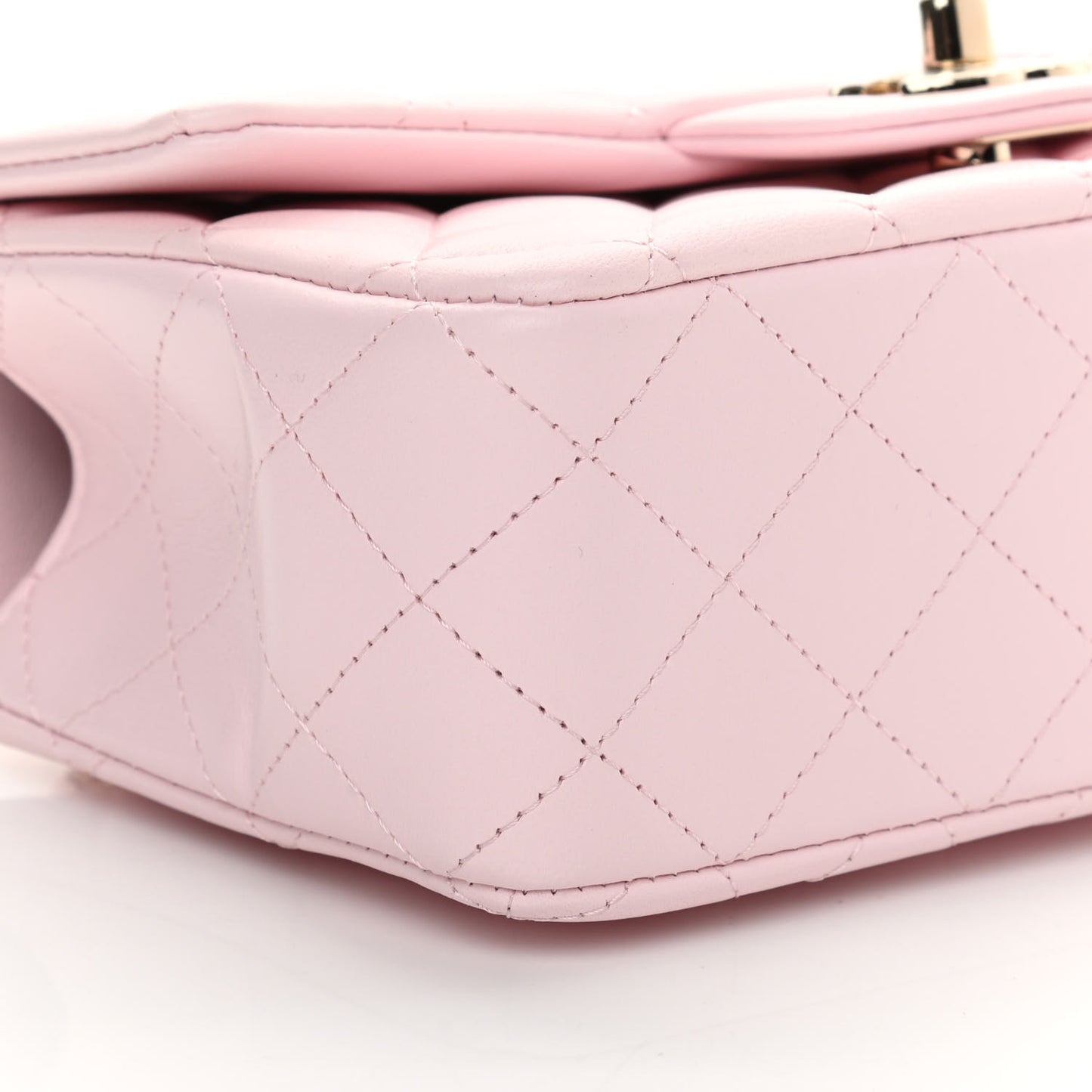 Lambskin Quilted Mini Top Handle Rectangular Flap Light Pink