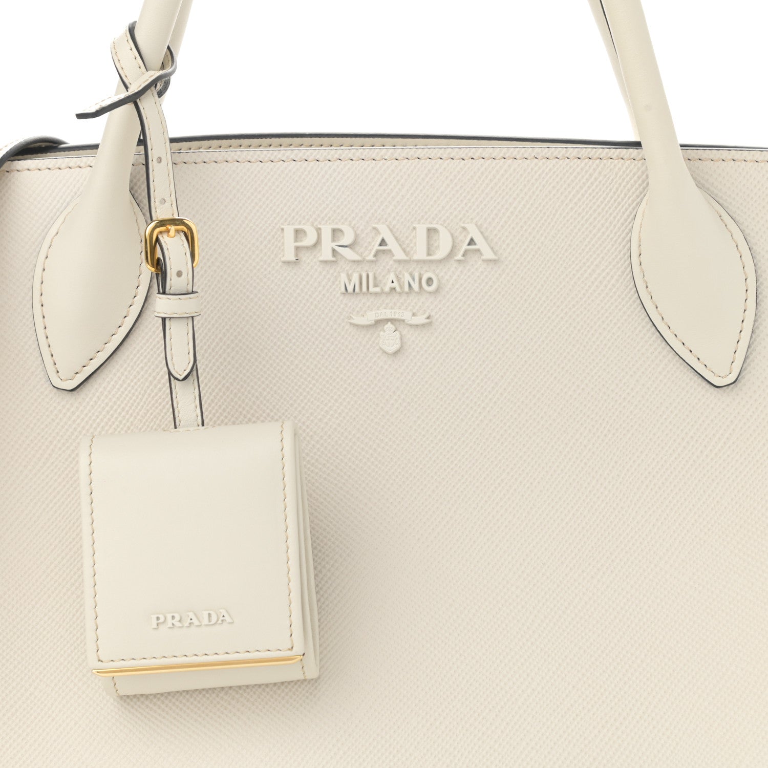 Prada Saffiano Cuir Calfskin Large Monochrome Top Handle Tote White 7 of 11