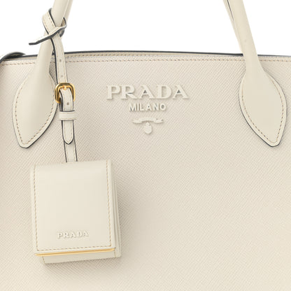 Prada Saffiano Cuir Calfskin Large Monochrome Top Handle Tote White 7 of 11