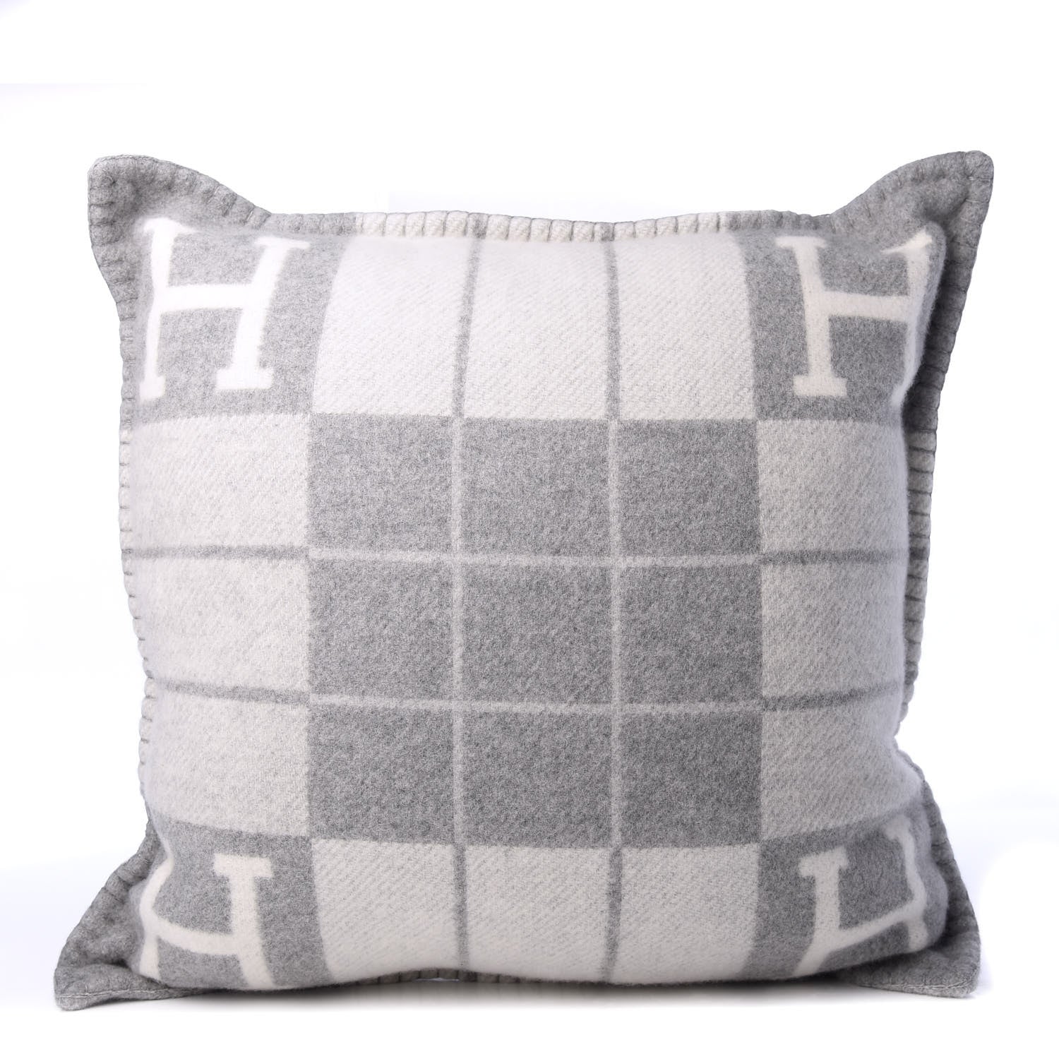 Hermes Wool Cashmere Avalon III Pillow PM Ecru Gris Clair 1 of 3
