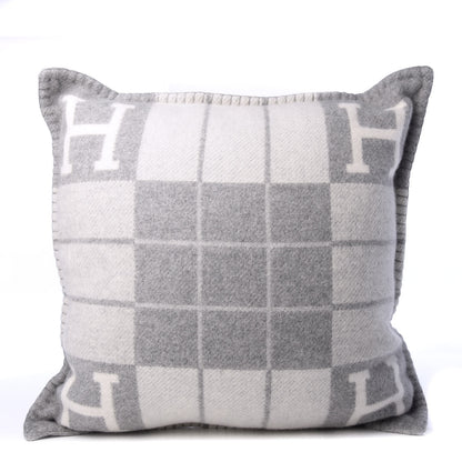 Hermes Wool Cashmere Avalon III Pillow PM Ecru Gris Clair 1 of 3