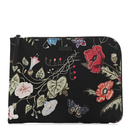 Gucci Canvas Flora Knight Travel Laptop Document Case Black 1 of 8