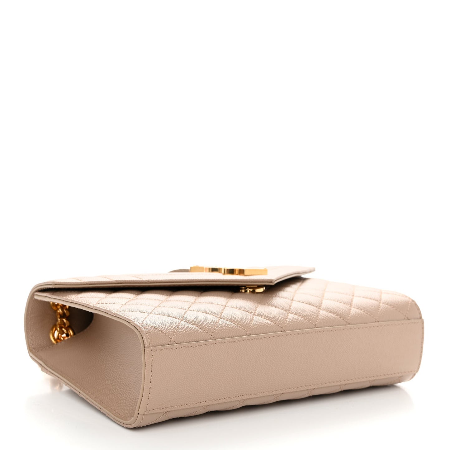 Grain De Poudre Textured Mixed Matelasse Medium Triquilt Monogram Satchel Dark Beige