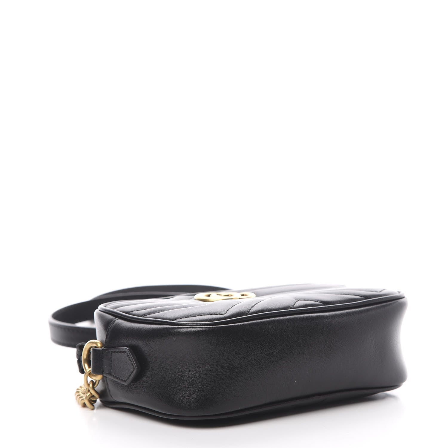 Gucci Calfskin Matelasse Mini GG Marmont Chain Shoulder Bag Black 4 of 12